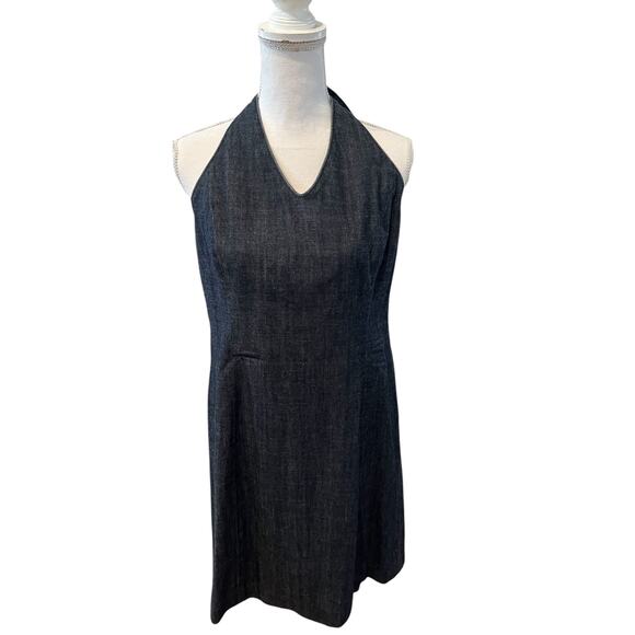 Vintage Y2K Ann Taylor Denim Halter Dress - Picture 1 of 4
